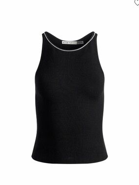 NWT- Alice and Olivia VAL CRYSTAL FRINGE CUTOUT TANK Size M